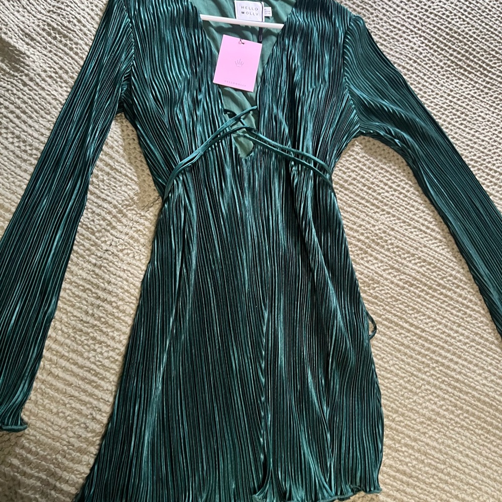 Hello Molly Emerald Pleated Dress
